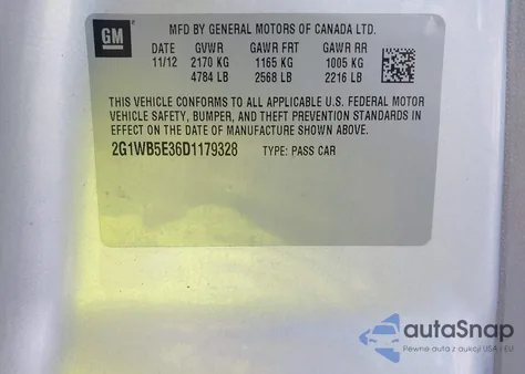 2013 Chevrolet Impala Lt из США, поврежденный, VIN 2G1WB5E36D1179328